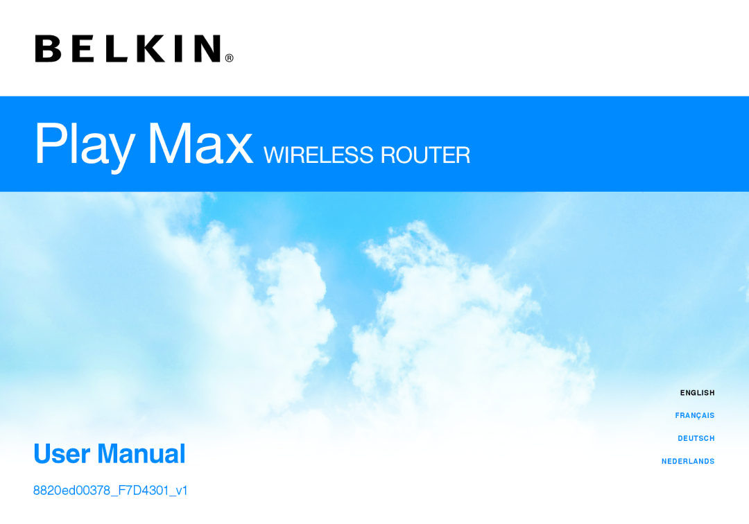 Belkin 8820ED00378_F7D4301_V1 user manual Play Max Wireless Router 